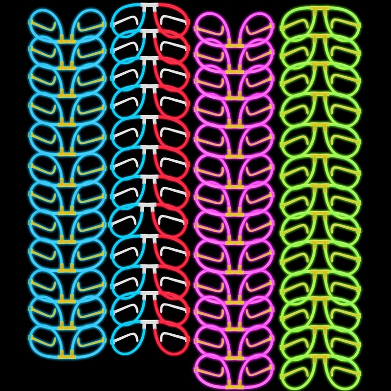 Glow Fever Glow In The Dark Glasses for Party - 50 Bendable Glow Stick Glasses with Connectors - Glow Glasses Party Pack for Concert, Halloween & Birthday Party Party Favors - Party Dragon, Mixed - Image 1